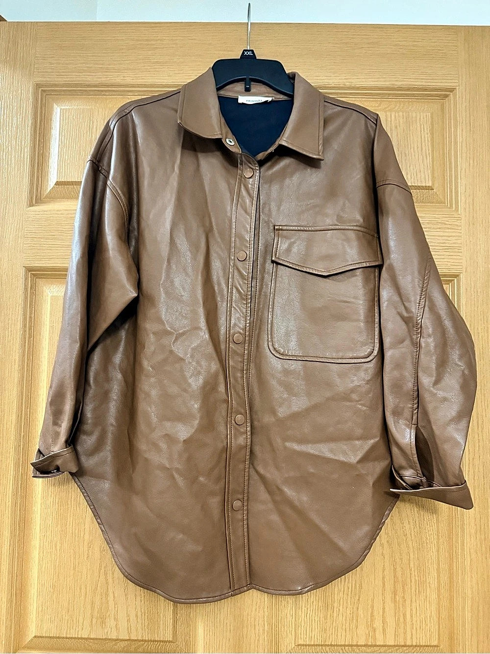 ensemble Leather Shirt Jacket Brown Medium